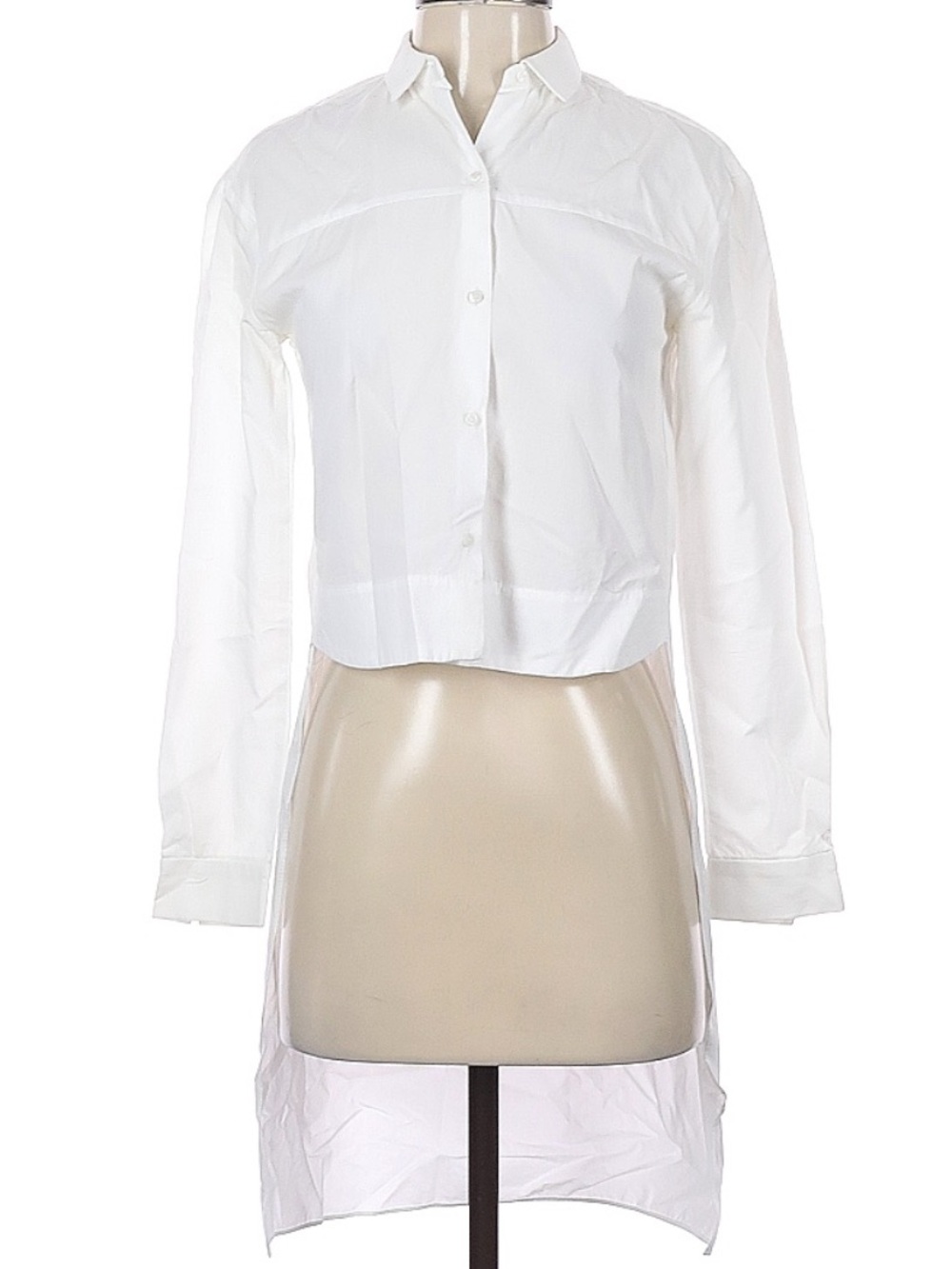 Zara Cropped High-Low Button Down Shirt